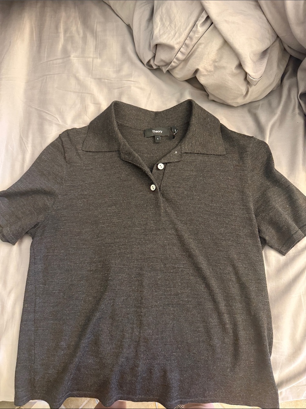 Theory womens Short-Sleeve Polo in Charcoal Gray